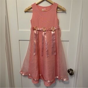 Bonnie Jean Pink Floral Ribbon Kids Dress